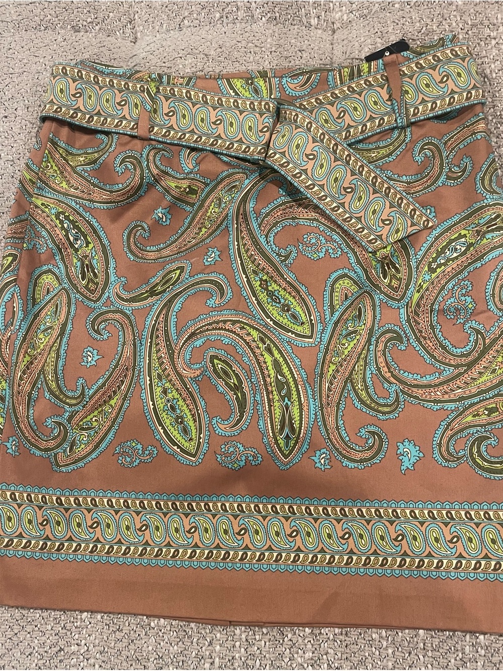 Valerie Stevens Brown Paisley Mini Skirt with Belt